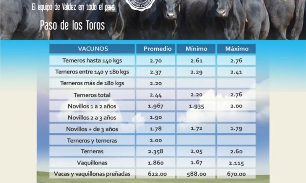 Valdez vendió por pantalla 1.946 vacunos