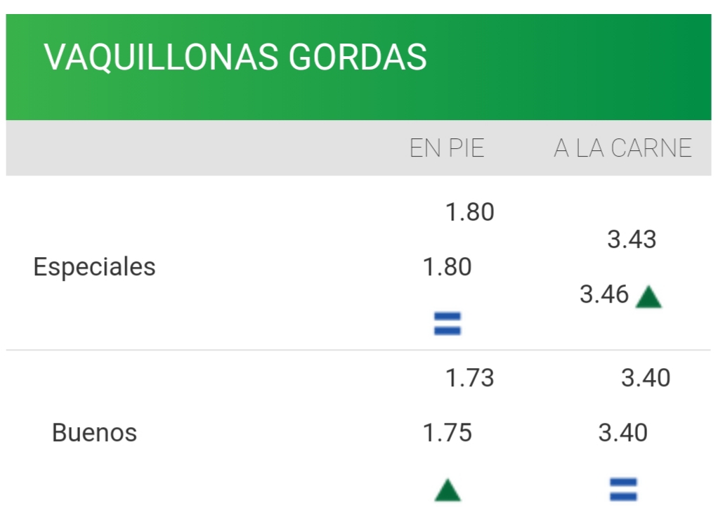 imagen de la planilla de valores de la vaquillona gorda
