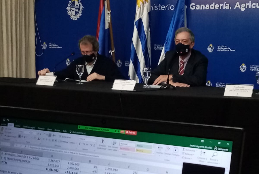 IMAGEN DEL MINISTRO DE GANADERÍA FERNANDO MATTOS Y GABRIEL OSORIO DIRECTOR DEL SNIG, DECLARACIÓN JURADA 2021