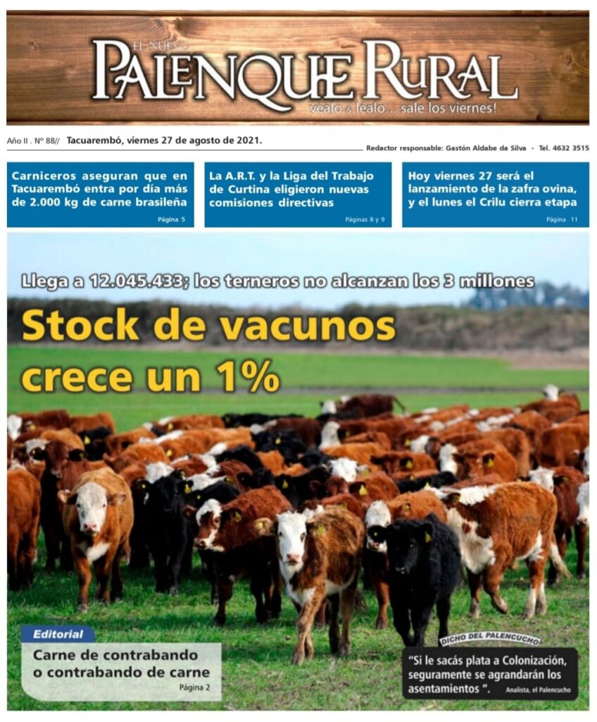 IMAGEN DE LA TAPA DE EL PALENQUE RURAL: STOCK DE VACUNOS CRECE 1%