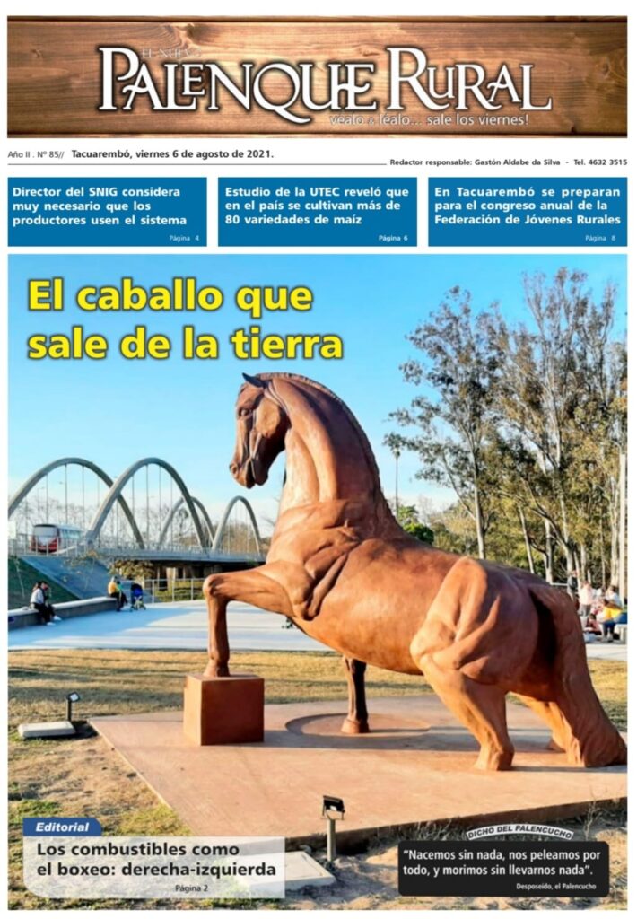 imagen del monumento al caballo en parque rodó palenque rural: el caballo que sale de la tierra