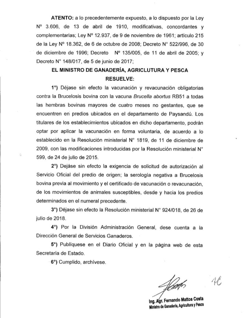 imagen de la resolución de brucelosis en paysandú 