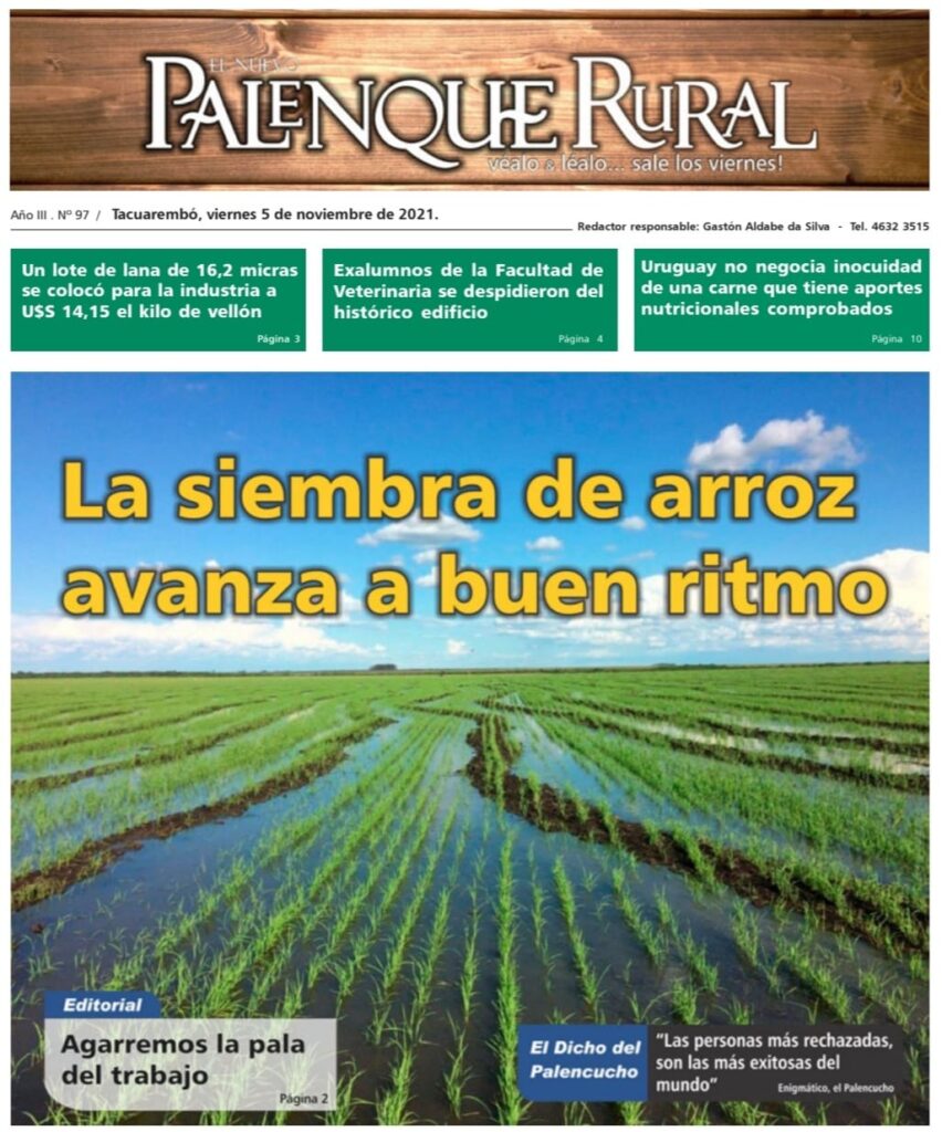imagen de la tapa de el palenque rural: siembra de arroz avanza a buen ritmo