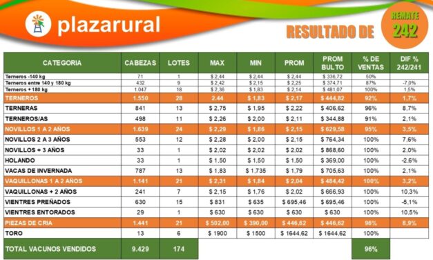 Plaza Rural vendió 9.429 vacunos