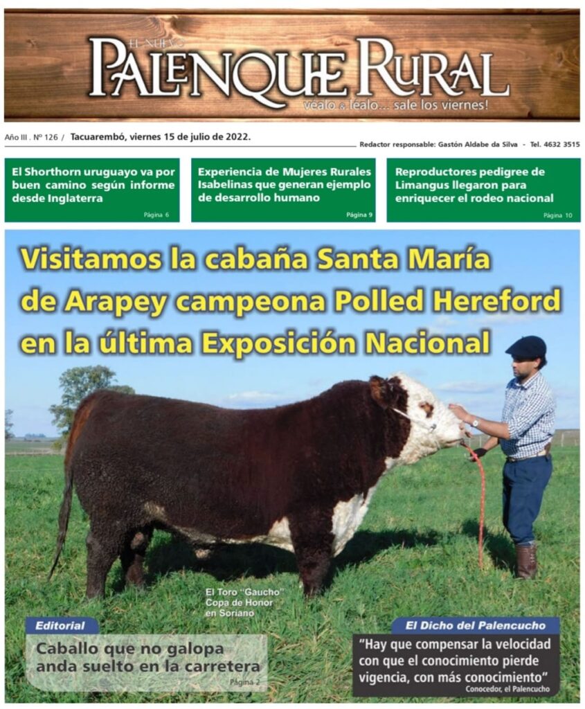 imagen de la tapa de el palenque rural: de un toro de cabaña santa maría de arapey