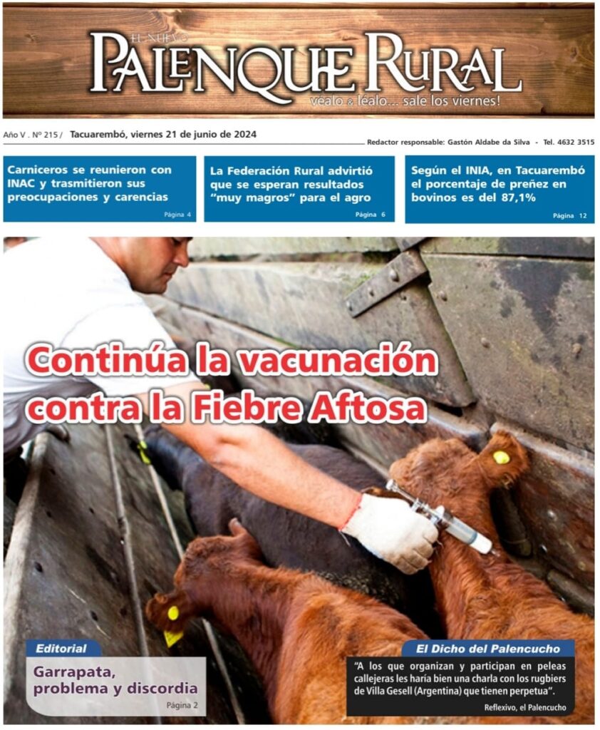IMAGEN DE LA TAPA DE EL PALENQUE RURAL: CONTINÚA LA VACUNACIÓN CONTRA LA FIEBRE AFTOSA