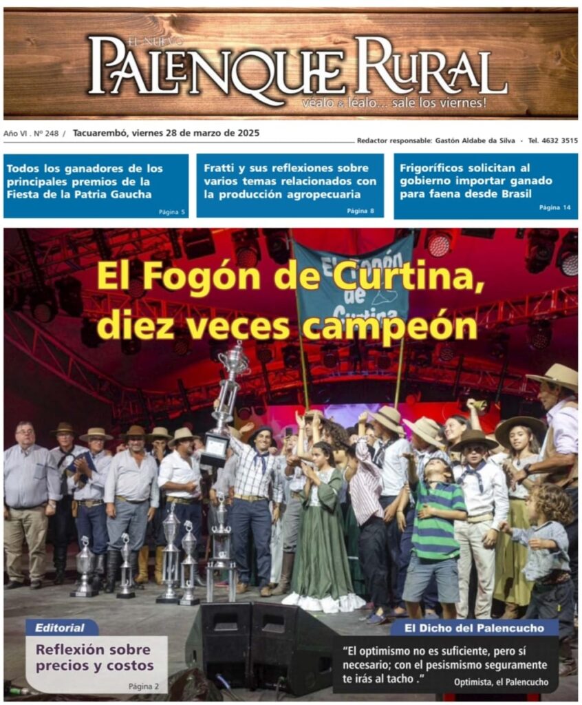 IMAGEN DE LA TAPA DE EL PALENQUE RURAL: FOGÓN DE CURTINA DIEZ VECES CAMPEÓN EN LA PATRIA GAUCHA