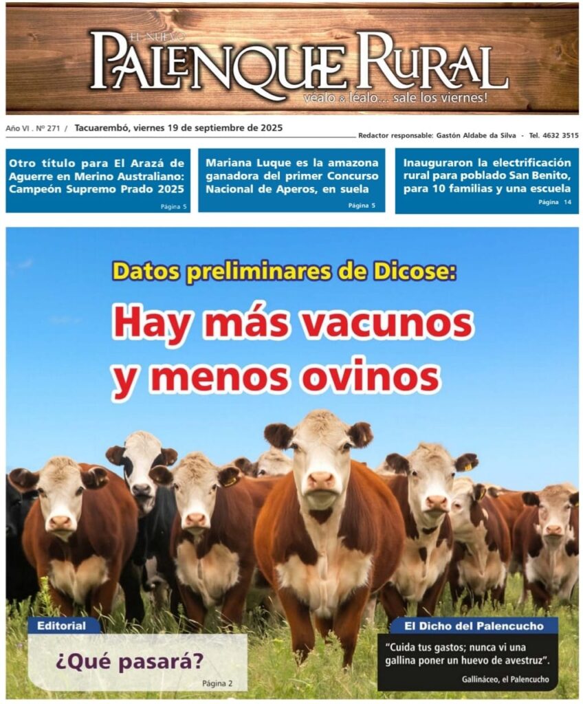 imagen de la tapa de El Palenque Rural: hay más vacunos y menos ovinos.