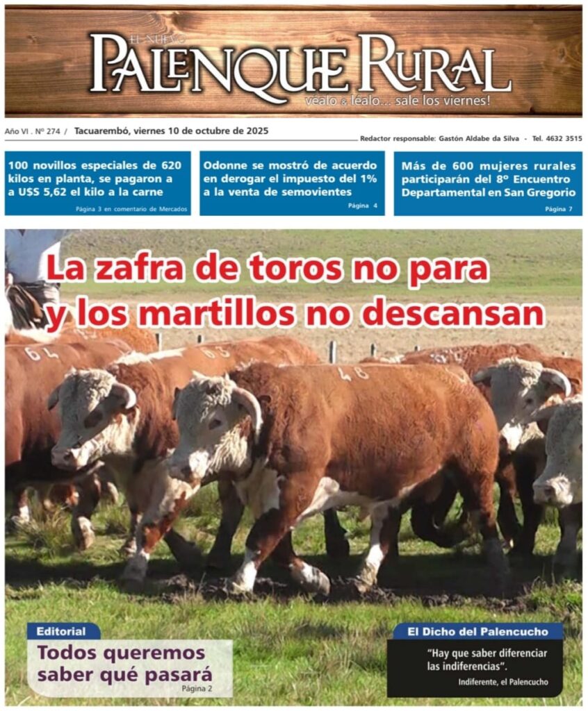 imagen de la tapa de El Palenque Rural: la zafra de toros no para y los martillos no descansan.